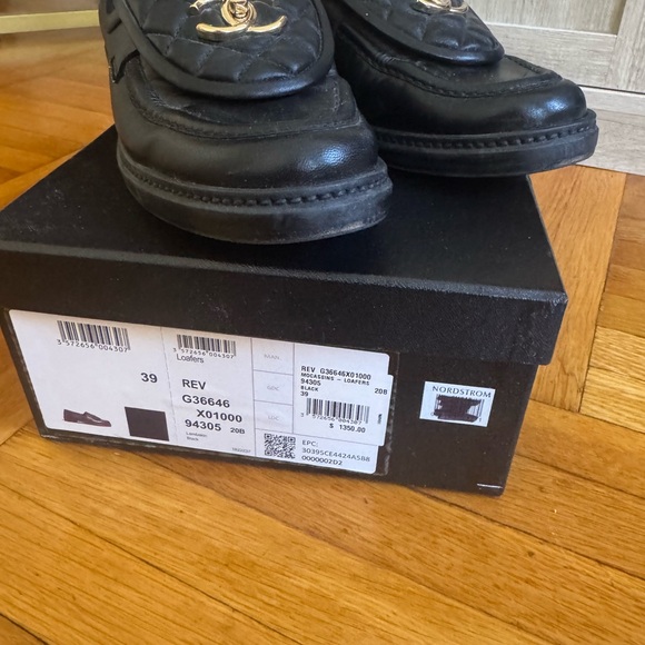 Authentic Chanel Black Tab Quilted Loafers size 39 - Picture 2 of 8